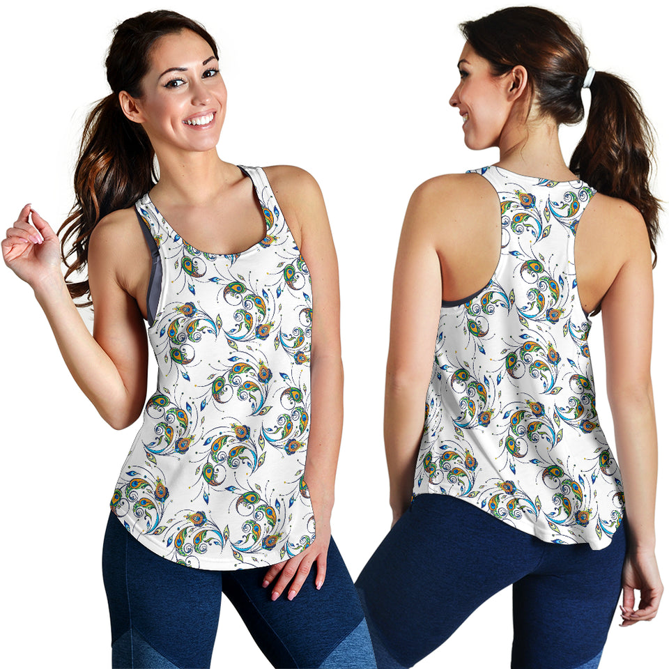 Peacock feather pattern Women Racerback Tank Top