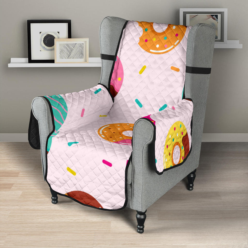 Donut pattern glaze pink background Chair Cover Protector