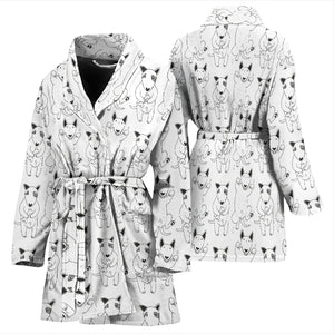 Bull Terrier Pattern Print Design 02 Women's Bathrobe