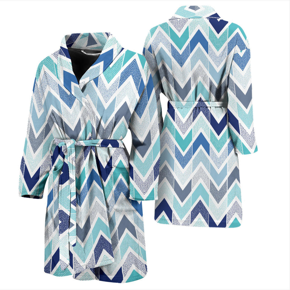 Zigzag  Chevron Blue Pattern Men'S Bathrobe