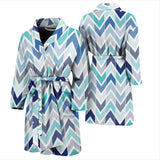 Zigzag  Chevron Blue Pattern Men'S Bathrobe