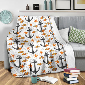 Clown Fish Pattern Print Design 02 Premium Blanket