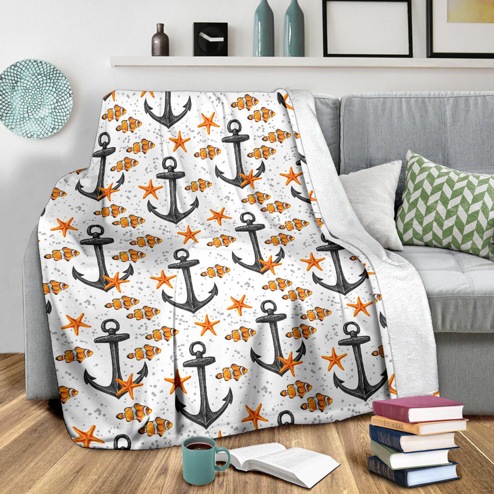 Clown Fish Pattern Print Design 02 Premium Blanket