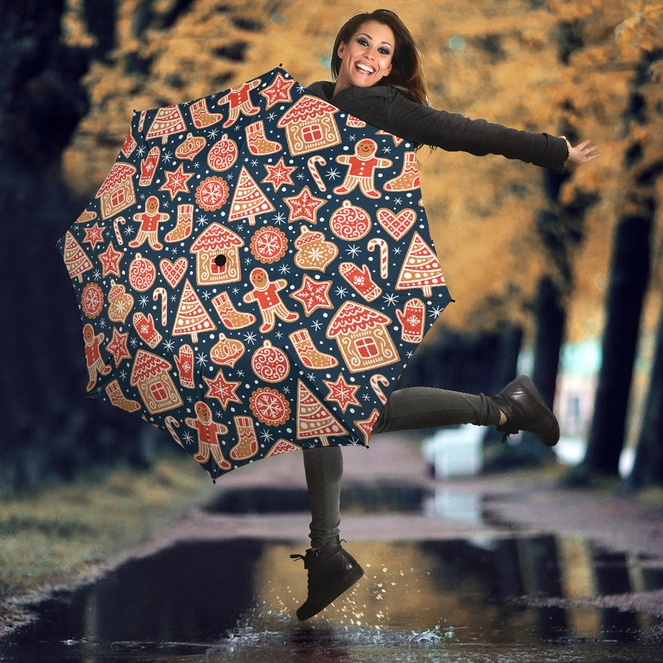 Christmas Gingerbread Cookie Pattern Umbrella