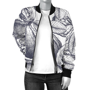 Guava Tropical Hand Drawn Pattern Women'S Bomber Jacket