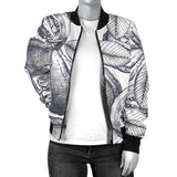 Guava Tropical Hand Drawn Pattern Women'S Bomber Jacket