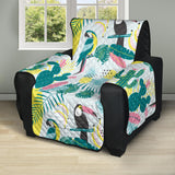 Cute parrot toucan flamingo cactus exotic leaves pattern Recliner Cover Protector