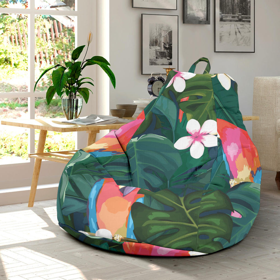 Parrot Palm Tree Leaves Flower Hibiscus Pattern Bean Bag Cover