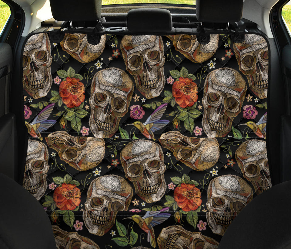 Skull Rose Humming Bird Flower Pattern Dog Car Seat Covers