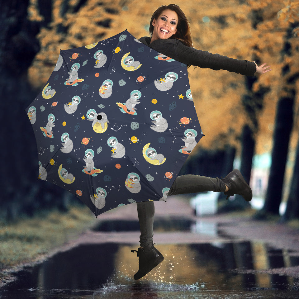 Cute Sloth Astronaut Star Planet Rocket Pattern Umbrella