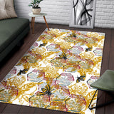 Cool Bee Honeycomb Leaves Pattern Area Rug