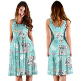 Cute Koalas Blue Background Pattern Sleeveless Midi Dress