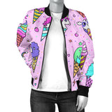 Cute Ice Cream Cone Animal Pattern Women'S Bomber Jacket