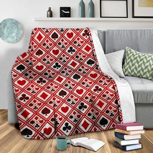 Casino Cards Suits Pattern Print Design 03 Premium Blanket