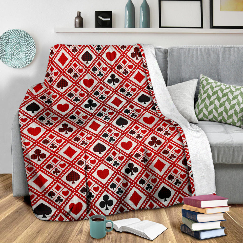 Casino Cards Suits Pattern Print Design 03 Premium Blanket