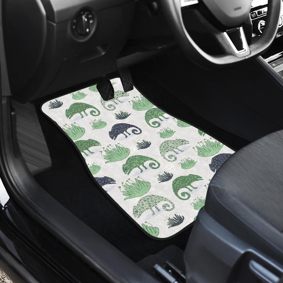 Chameleon Lizard Succulent Plant Pattern Front And Back Car Mats