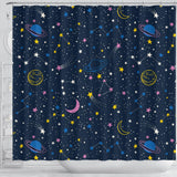 Space Pattern With Planets, Comets, Constellations And Stars Shower Curtain Fulfilled In US