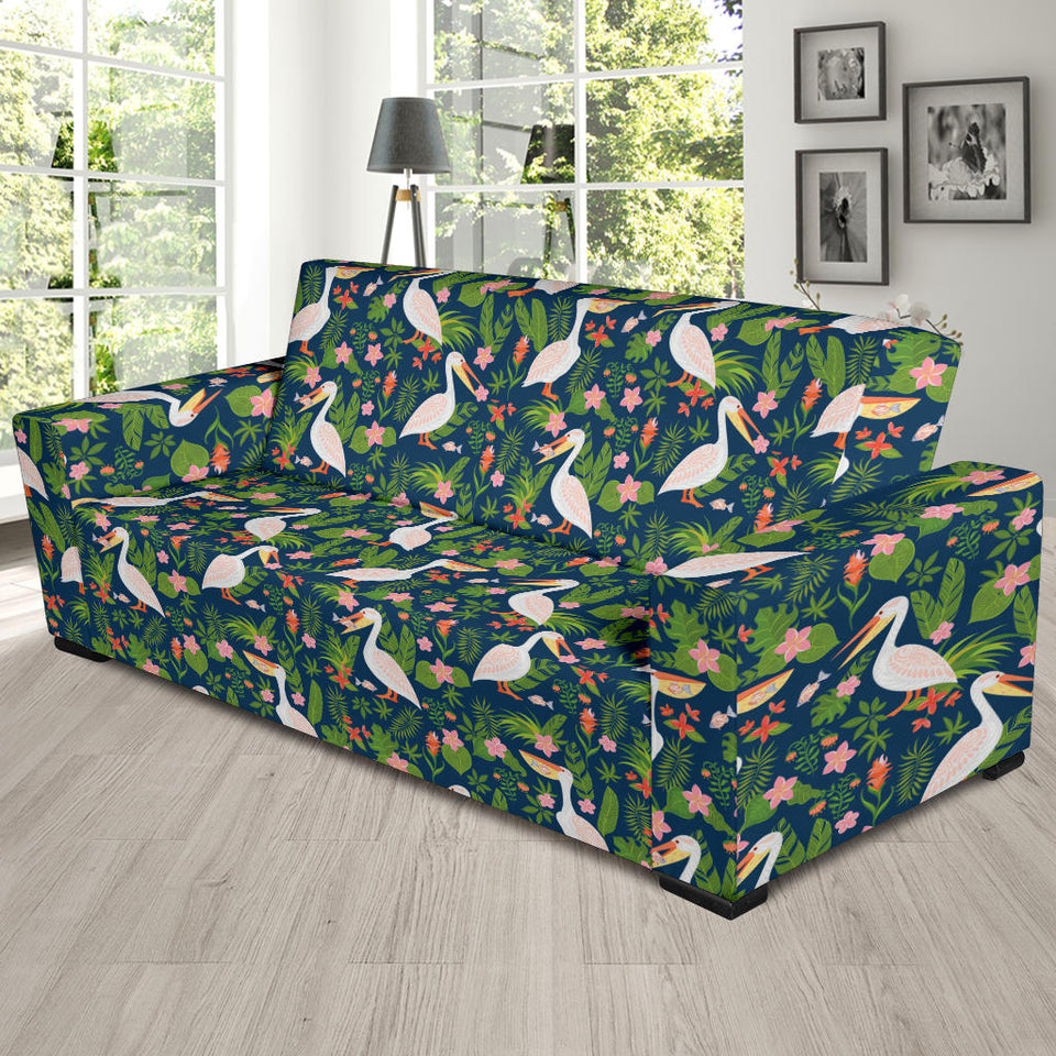 Pelican Pattern Print Design 05  Sofa Slipcover