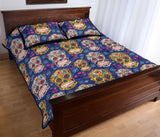 Sugar skull flower pattern Quilt Bed Set
