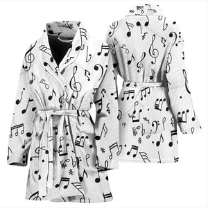 Music Notes Pattern Print Design 04 Women's Bathrobe