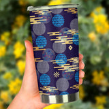 Blue Japanese Pattern Cloud Wave Flower Tumbler