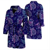 Cute Owls Pattern Boho Style Ornament Men'S Bathrobe