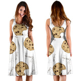 Sketch Style Cookie Pattern Sleeveless Midi Dress
