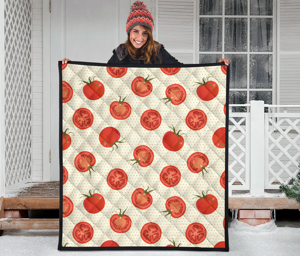 Tomato Dot Background Premium Quilt