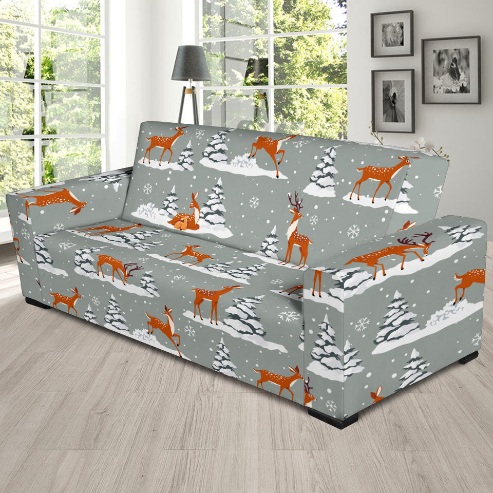 Beautiful Deers Winter Christmas Sofa Slipcover
