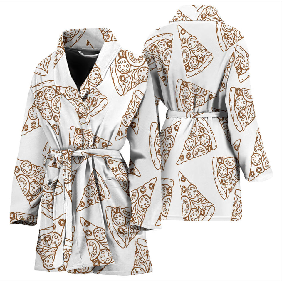 Hand Drawn Pizza Pattern Women'S Bathrobe