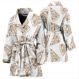 Hand Drawn Pizza Pattern Women'S Bathrobe