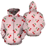 Cherry Pattern Pink Background Zip Up Hoodie