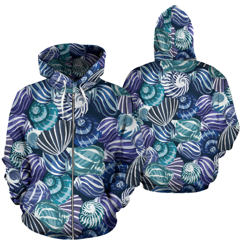 Shell Design Pattern Zip Up Hoodie