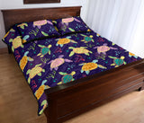 Colorful sea turtle pattern Quilt Bed Set