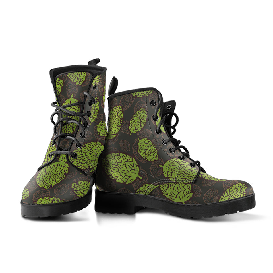 Hop Pattern Black Background Leather Boots