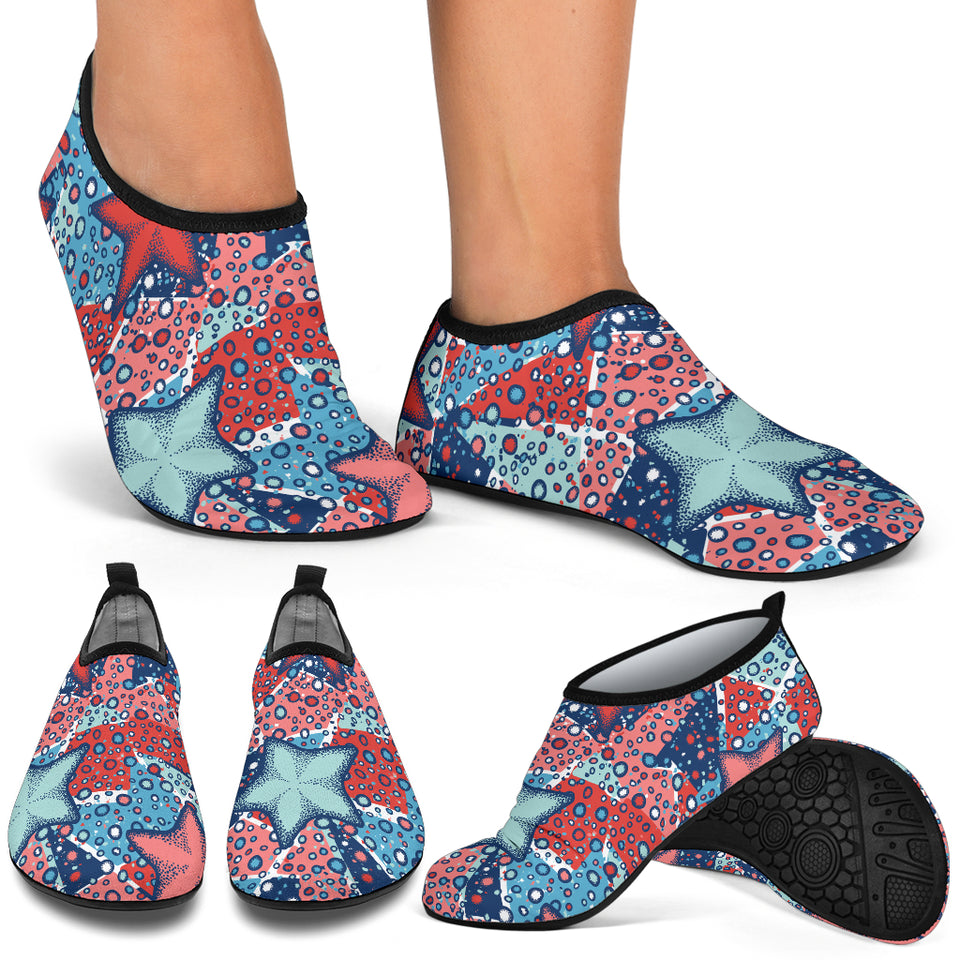 Hand Drawn Colorful Starfish Aqua Shoes