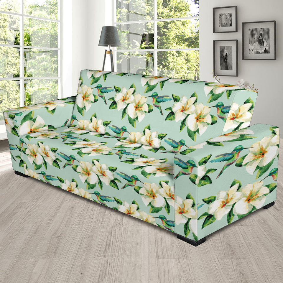 Hummingbird Pattern Print Design 01 Sofa Slipcover