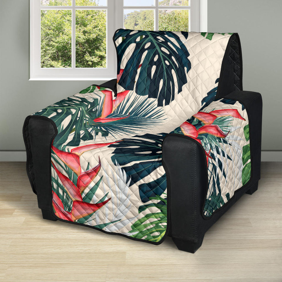 heliconia flowers, palm and monstera leaves Recliner Cover Protector