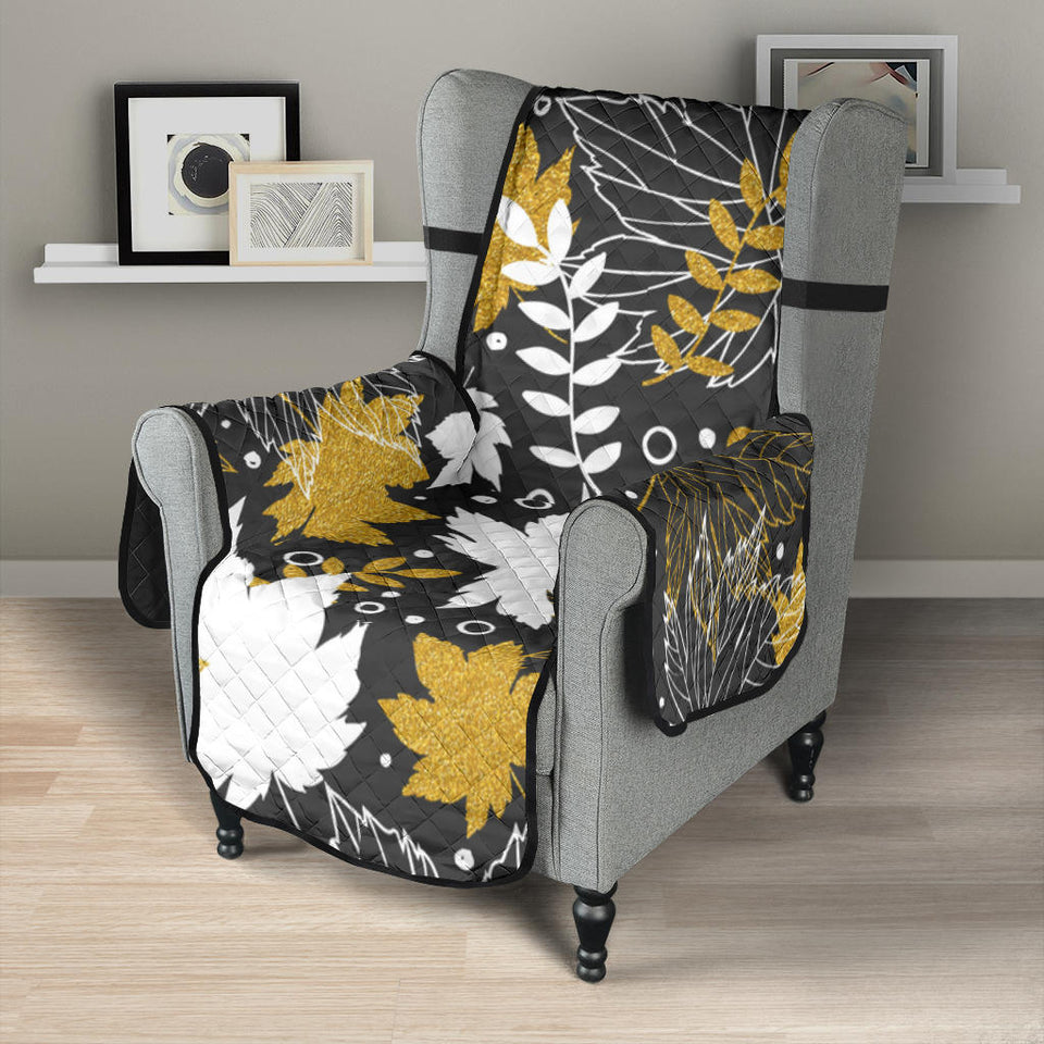 Beautiful gold autumn maple leaf pattern Chair Cover Protector