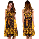 Egypt Hieroglyphics Pattern Print Design 05 Sleeveless Midi Dress