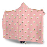 Cute Hamster Cheese Pattern Pink Background Hooded Blanket