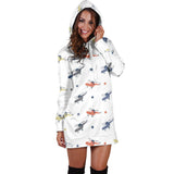 Cute Helicopter Star Pattern Women'S Hoodie Dress