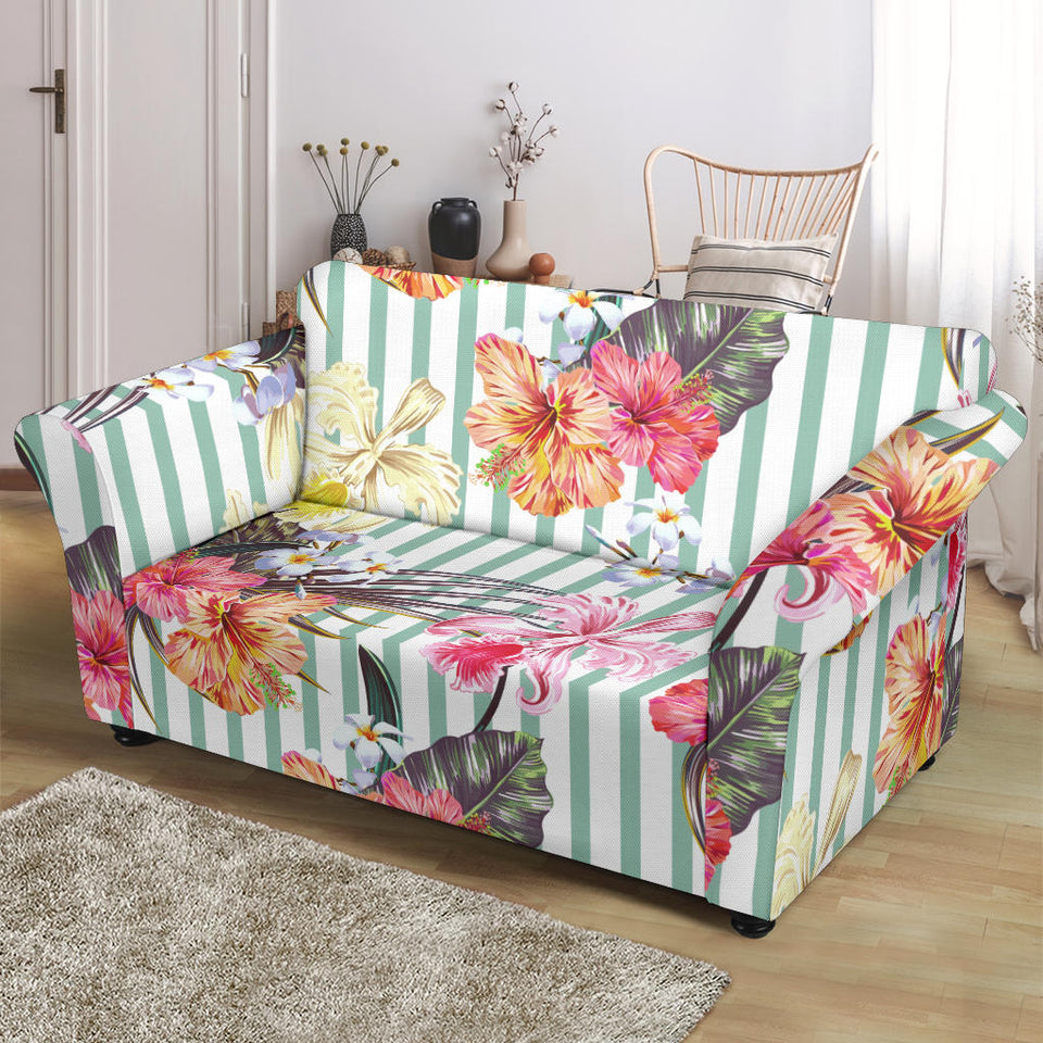 Colorful Orchid Flower Pattern Loveseat Couch Slipcover
