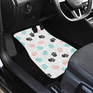 Dog Paws Pattern Print Design 04 Front Car Mats