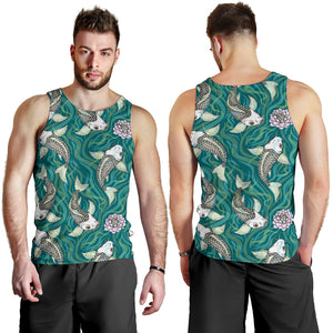 Koi Fish Carp Fish lotus pattern Men Tank Top
