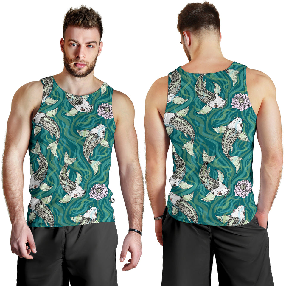 Koi Fish Carp Fish lotus pattern Men Tank Top