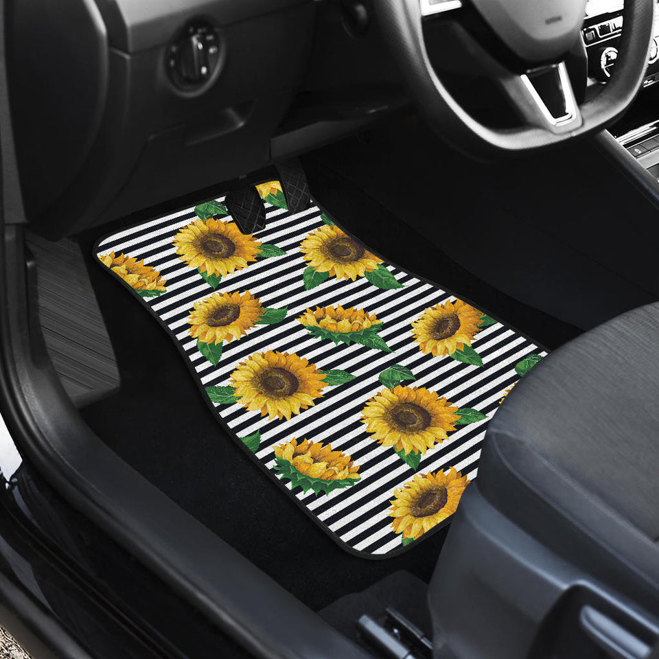 Sunflowers Ribbon Background Front And Back Car Mats