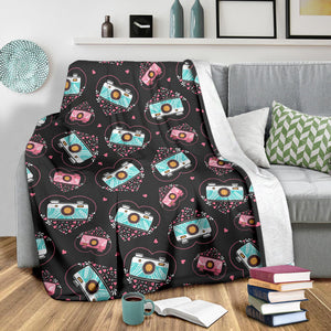 Camera Pattern Print Design 04 Premium Blanket