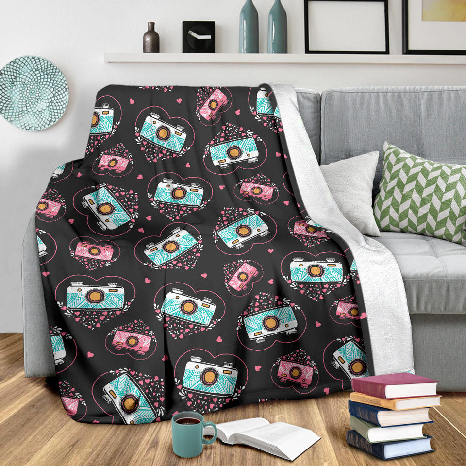 Camera Pattern Print Design 04 Premium Blanket
