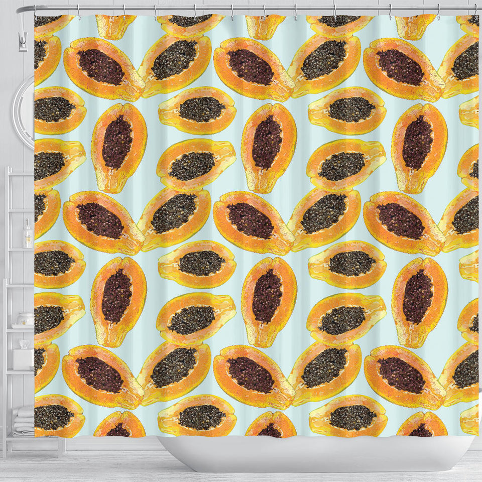 Watercolor Papaya Pattern Shower Curtain Fulfilled In US